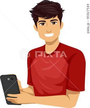Teen Boy Hispanic Mobile Phone Illustration Teen Boy Hispanic Mobile Phone Illustration 95927584