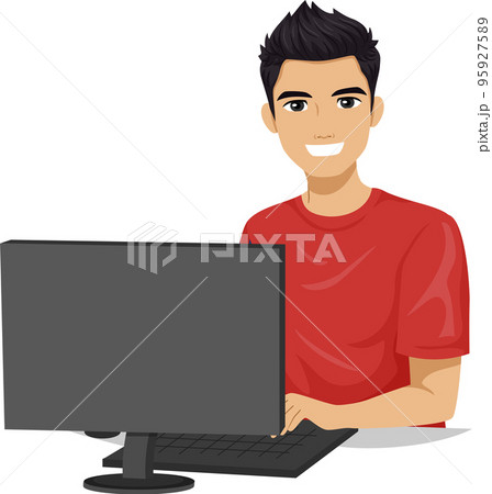 Guy Asian Student Computer Illustration Guy Asian Student Computer Illustration 95927589