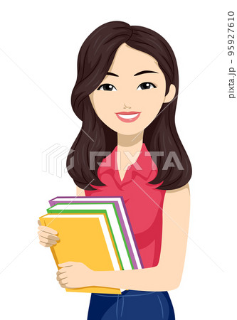 Teen Girl Student Asian Books Illustration Teen Girl Student Asian Books Illustration 95927610