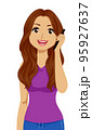 Teen Girl Hispanic Call Mobile Phone Illustration 95927637