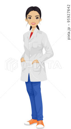 Teen Girl South East Asian Lab Gown Illustration 95927642