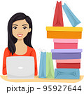 Girl South East Asian Online Shopping Illustration 95927644