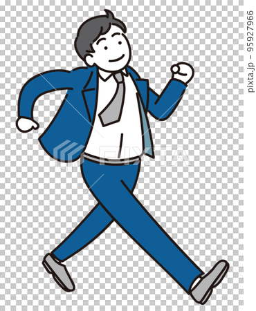 元気にたくましく歩いていくアジア人の若いビジネスマンのイラストのイラスト素材 [95927966] - PIXTA