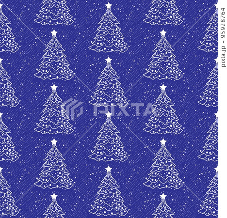 Seamless Christmas tree pattern, festive colors, vector 95928764