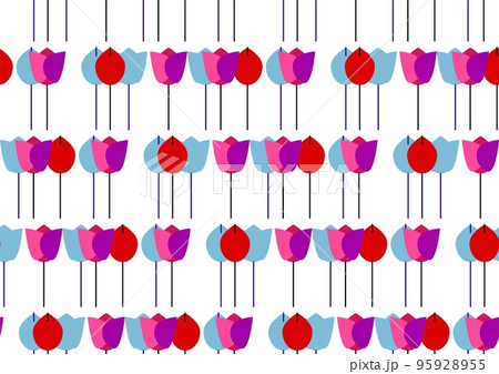Minimalistic vector tulips on white, seamless pattern 95928955