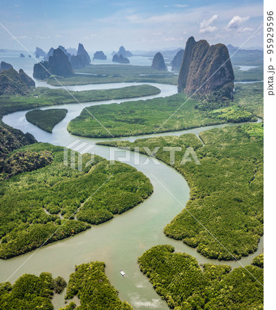 Aerial view of Phang Nga bay, Thailand 95929596