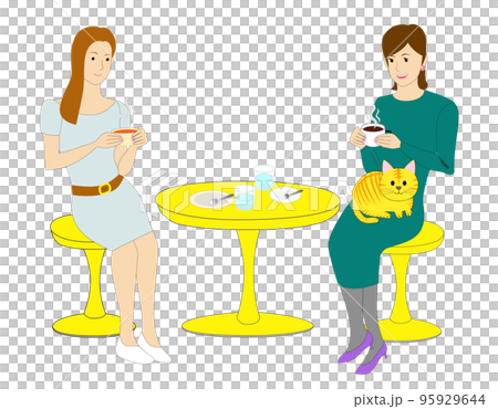 Cat cafe set: white background 95929644