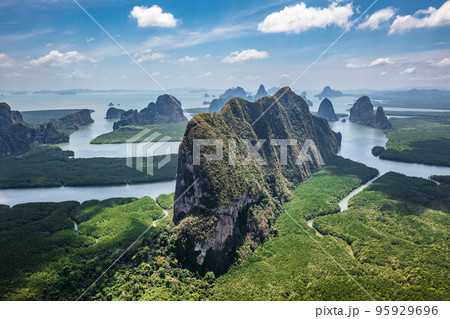 Aerial view of Phang Nga bay, Thailand 95929696