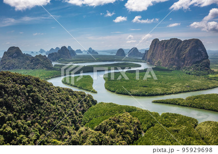 Aerial view of Phang Nga bay, Thailand 95929698