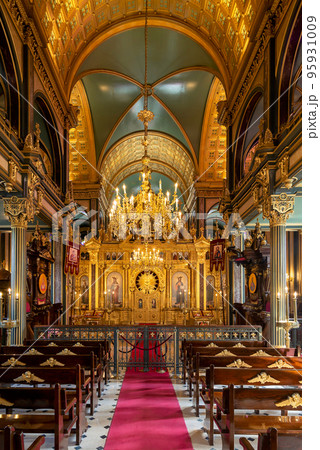 Interior of Bulgarian St. Stephen Church, or Sveti Stefan Kilisesi, an Orthodox church in Balat, Istanbul, Turkey 95931009