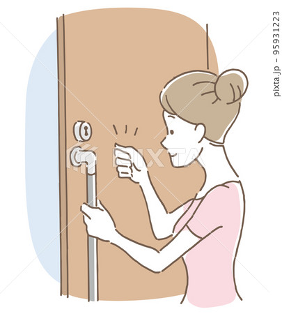 ノックする女性(ピンク) ノックする女性(ピンク) 95931223
