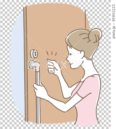 ノックする女性(ピンク) ノックする女性(ピンク) 95931223