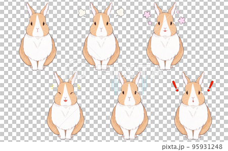 Brown dutch rabbit facial expression illustration set Brown dutch rabbit facial expression illustration set 95931248