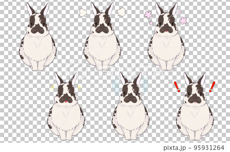 Dark brown broken rabbit facial expression illustration set Dark brown broken rabbit facial expression illustration set 95931264
