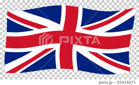 flag of the United Kingdom (UK) aka Union Jack flying in the win 95934075