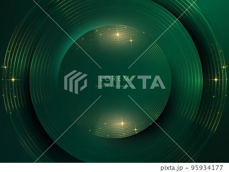 Abstract luxury golden lines circle overlapping on green background. Template premium award design. Abstract luxury golden lines circle overlapping on green background. Template premium award design. 95934177