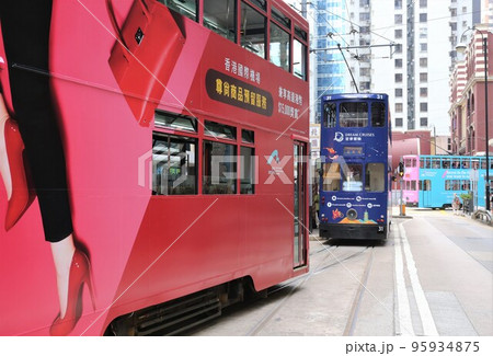 香港の庶民の足「トラム」(路面電車)英国植民地時代から走り続ける香港庶民の足 香港の庶民の足「トラム」(路面電車)英国植民地時代から走り続ける香港庶民の足 95934875