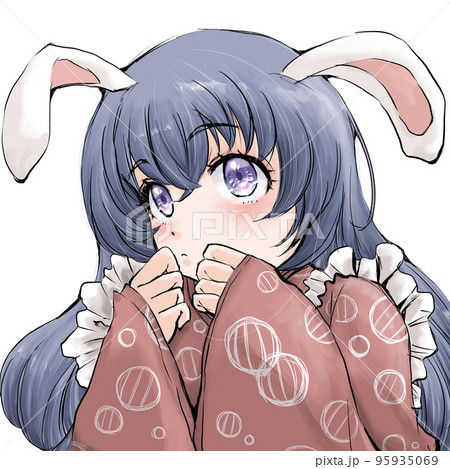 うさぎ耳の着物メイド風女の子 95935069
