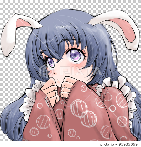 うさぎ耳の着物メイド風女の子 95935069