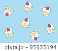 かわいい苺のショートケーキの背景　ブルー 95935194
