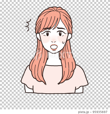 A young woman with a shocked expression One tone 95935697