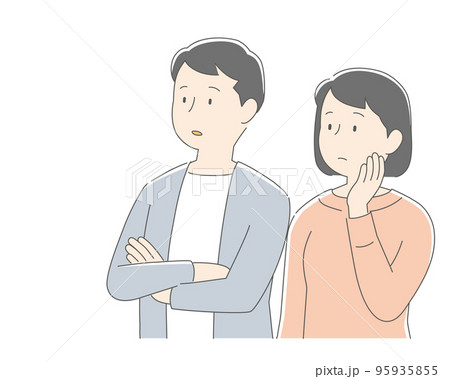 悩む若い夫婦のイラスト 95935855