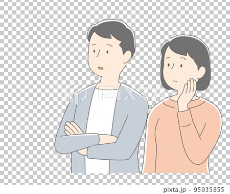 悩む若い夫婦のイラスト 95935855