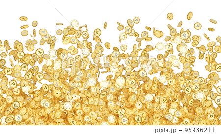 Pの文字(ポイントの頭文字)が刻印されたたくさんの金貨の透過3DCGレンダリング画像 Pの文字(ポイントの頭文字)が刻印されたたくさんの金貨の透過3DCGレンダリング画像 95936211