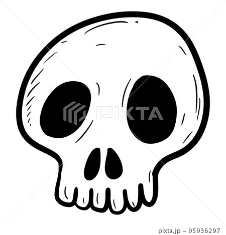 Doodle Sketch Style Of Skull Cartoon Hand Drawn のイラスト素材