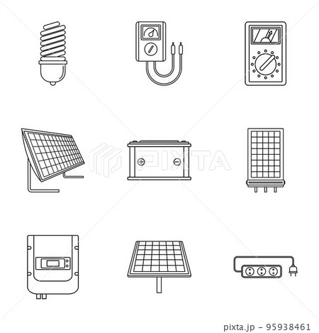 Energy industry icons set. Outline set of 9 energy industry vector icons for web isolated on white background 95938461