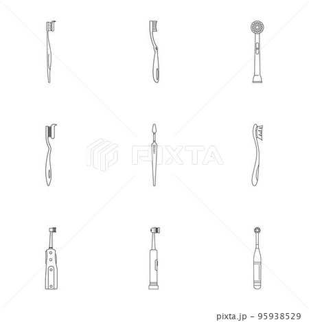 Tooth icons set. Outline set of 9 tooth vector...のイラスト素材 [95938529] - PIXTA