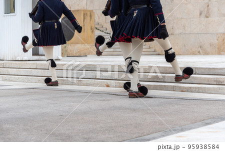 Greek Evzone soldiers in traditional costumes Greek Evzone soldiers in traditional costumes 95938584