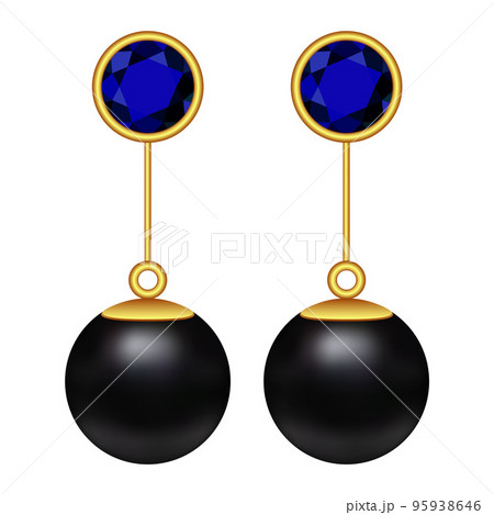 Black pearl earrings mockup. Realistic illustration of black pearl earrings vector mockup for web design isolated on white background Black pearl earrings mockup. Realistic illustration of black pearl earrings vector mockup for web design isolated on white background 95938646