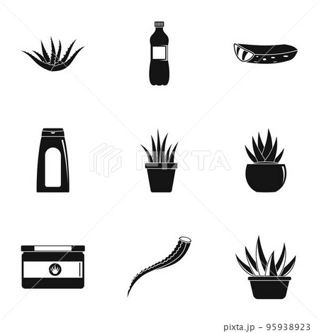 Aloe cream icons set. Simple set of 9 aloe cream vector icons for web isolated on white background 95938923