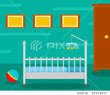 Baby room interior background. Flat illustration of baby room interior vector background for web design 95938951