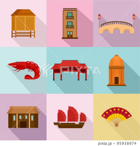 Rome place icons set. Flat set of 9 rome place vector icons for web isolated on white background 95938974