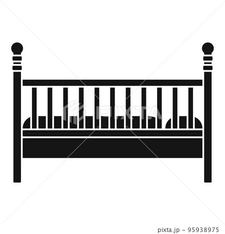 Wood baby bed icon. Simple illustration of wood baby bed vector icon for web design isolated on white background 95938975