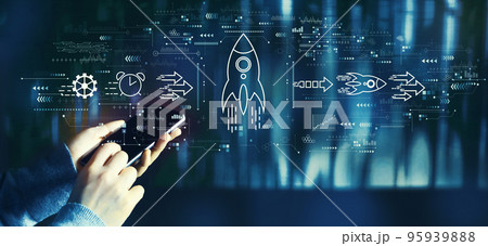 Rapid growth concept with person using smartphone 95939888