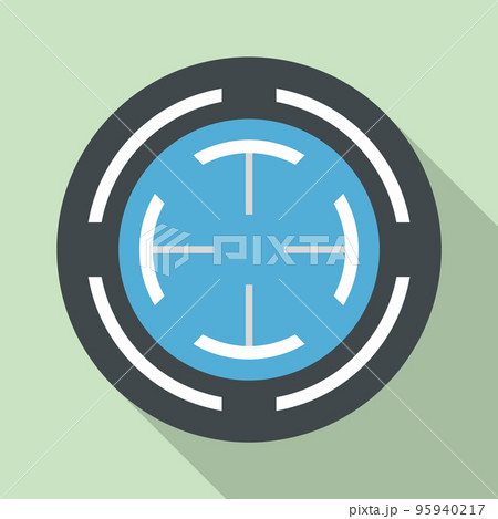 Blue gun aim icon. Flat illustration of blue gun aim vector icon for web design 95940217