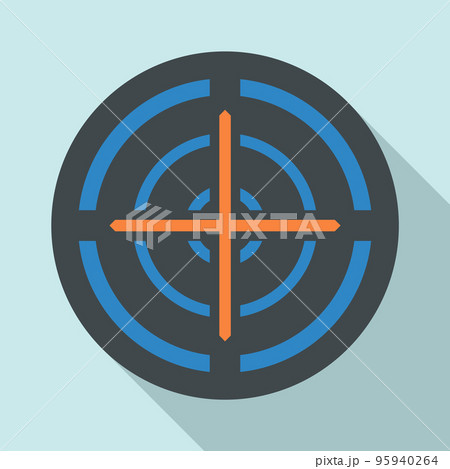 Orange cross gun aim icon. Flat illustration of orange cross gun aim vector icon for web design 95940264