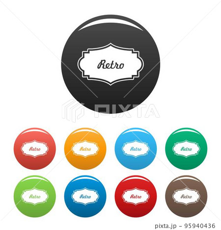 Retro label icon. Simple illustration of retro label vector icons set color isolated on white 95940436