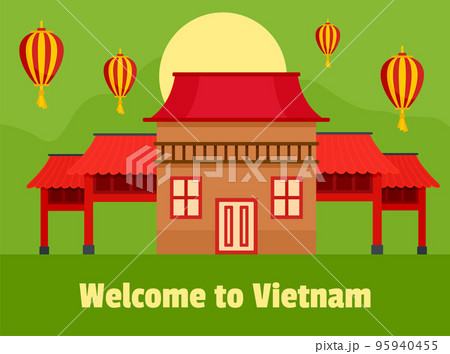 Welcome Vietnam background. Flat illustration of welcome Vietnam vector background for web design Welcome Vietnam background. Flat illustration of welcome Vietnam vector background for web design 95940455