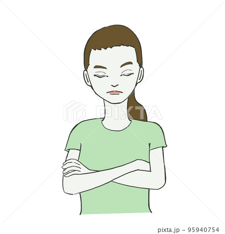 腕を組んで考え込む女性 95940754