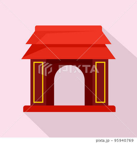 Asian gate icon. Flat illustration of asian gate vector icon for web design 95940769