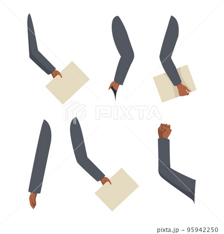 African American man character constructor. Hands with paper document. Body parts for boy creation cartoon vector illustration 95942250