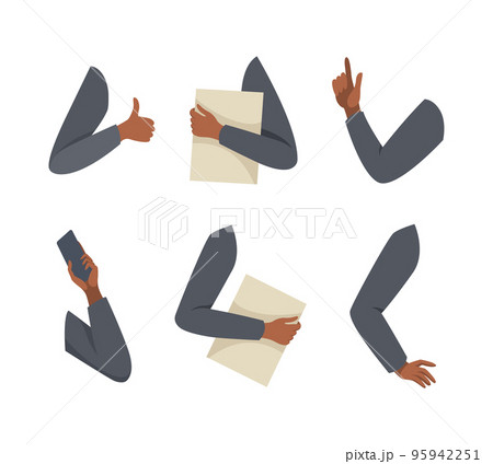 Young African American man character constructor. Gesturing hands. Body parts for boy creation cartoon vector illustration 95942251