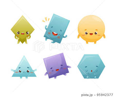 Funny Geometric Shape Character with Different Face Expression Vector Set Funny Geometric Shape Character with Different Face Expression Vector Set 95942377