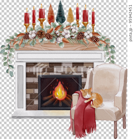 Watercolor - Christmas, winter decorations Watercolor - Christmas, winter decorations 95942451