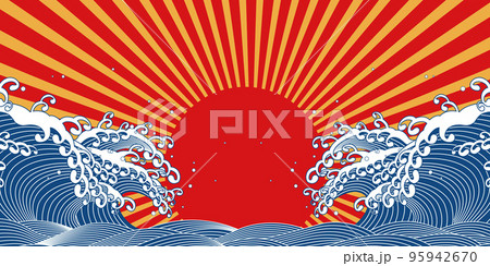 大波と日の出　背景素材 95942670