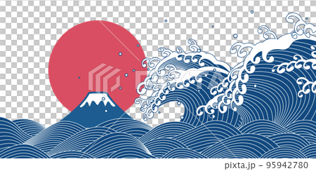 大浪和日出背景材料 95942780